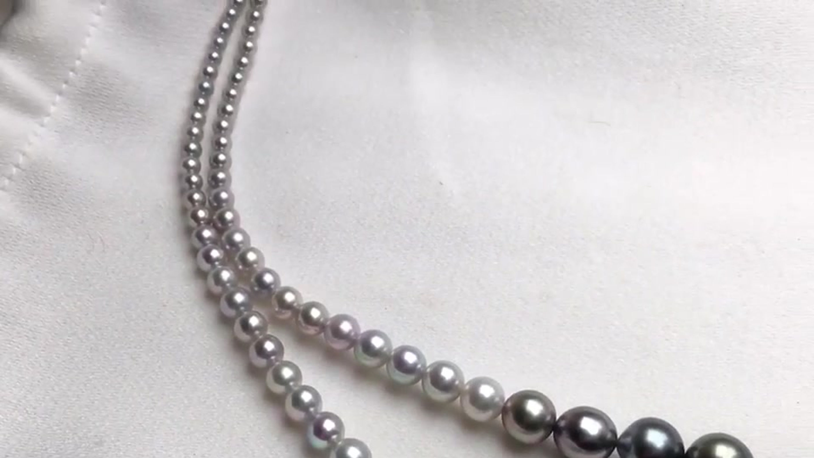 40cm, AAAA 3-11mm Tahitian Pearl and Akoya Pearl Gradient Ombre Necklace